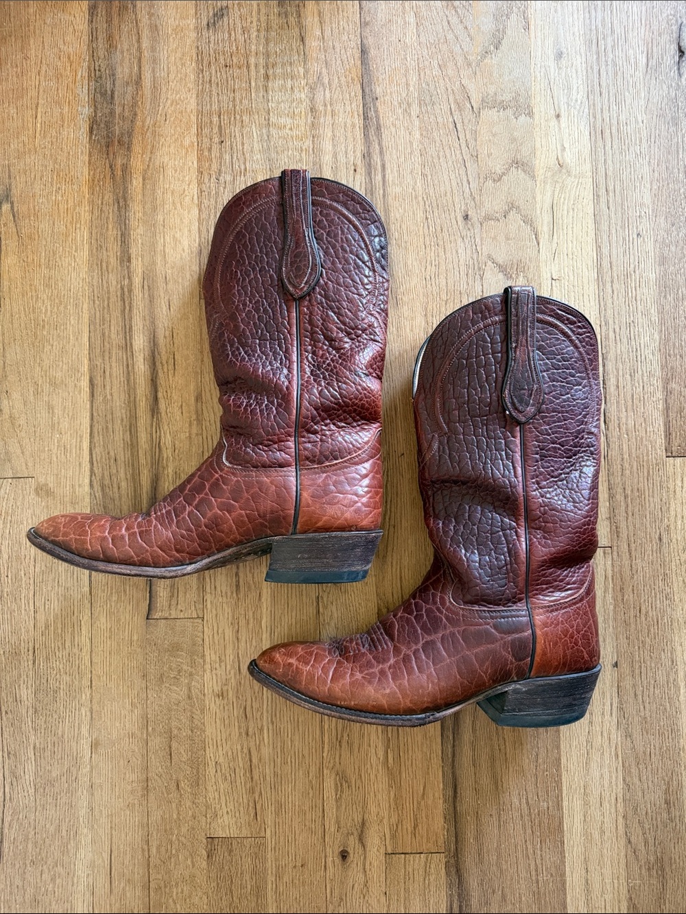 Carter's Classic Handmade Buffalo Leather Tatanka Cowboy Boots R-Toe Peanut